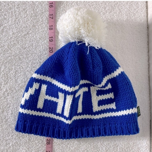5/$25 Bula Blue White Jacquard Knit Big White Toque Beanie With Pom Pom - Picture 8 of 8